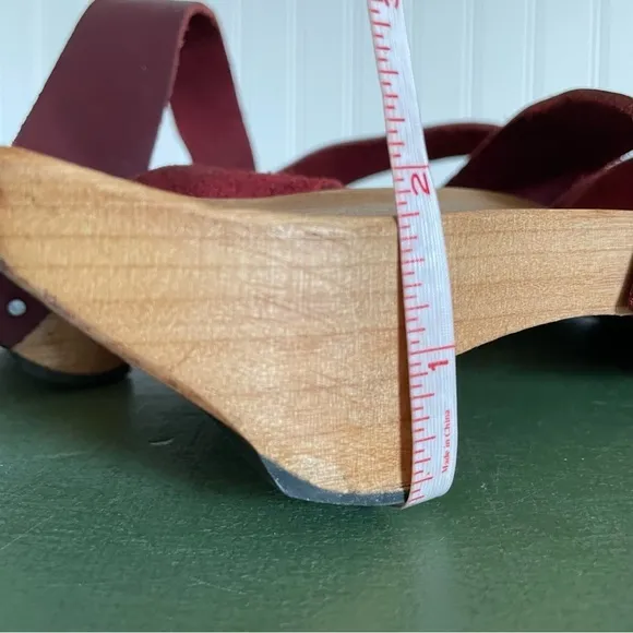 CYDWOQ REVOLT Wood Soled Sandals with Veg Dyed Red Leather Straps *USA Made*