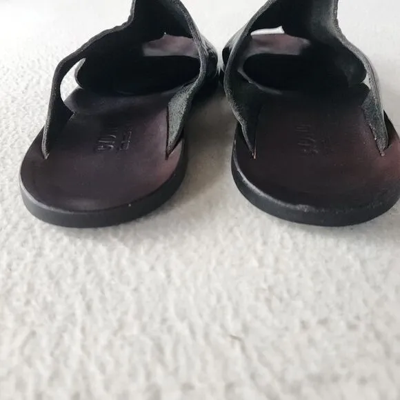 Cydwoq Slip Sandals Men's 44 US 11 Black Leather Handmade USA Minimalist Shoes