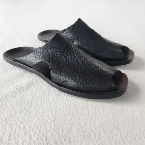 Cydwoq Slip Sandals Men's 44 US 11 Black Leather Handmade USA Minimalist Shoes