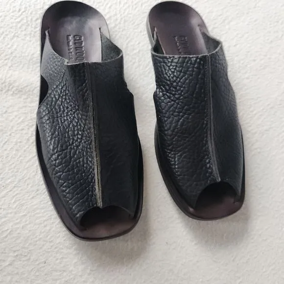 Cydwoq Slip Sandals Men's 44 US 11 Black Leather Handmade USA Minimalist Shoes
