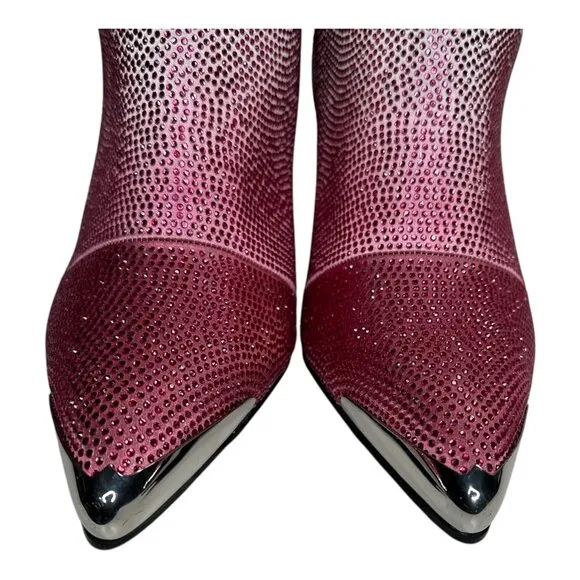 Daniel Diamond Johnny Guitar Boots Pink Glitter Ombre Rhinestones. Sz:11