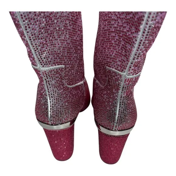 Daniel Diamond Johnny Guitar Boots Pink Glitter Ombre Rhinestones. Sz:11
