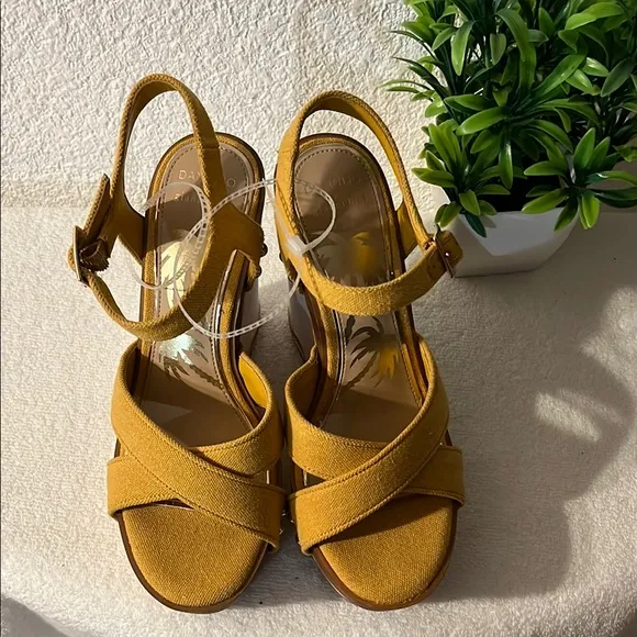 DANNIJO X Gianni bini Yellow Wedge Sandals