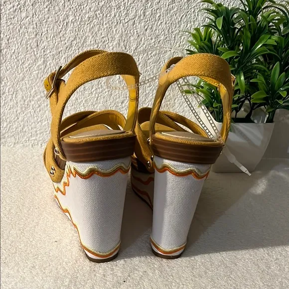 DANNIJO X Gianni bini Yellow Wedge Sandals