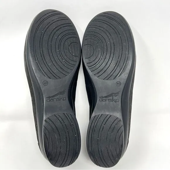Dansko Anne Black Gold Metallic Slip-On Stretch Band Comfort Shoes EU 40 US 9.5