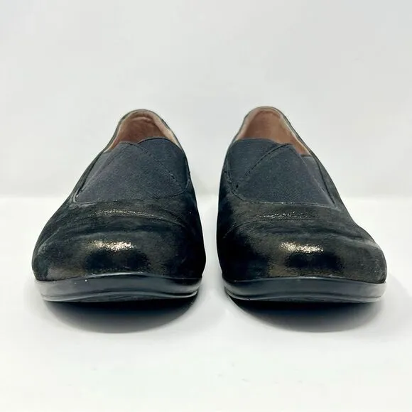 Dansko Anne Black Gold Metallic Slip-On Stretch Band Comfort Shoes EU 40 US 9.5