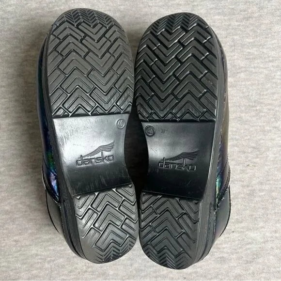 Dansko Black Iridescent Nursing Clogs Mules Size US 9 - 9.5 (40) Slip On Shoes