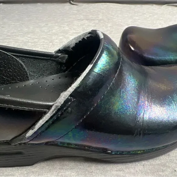 Dansko Black Iridescent Nursing Clogs Mules Size US 9 - 9.5 (40) Slip On Shoes