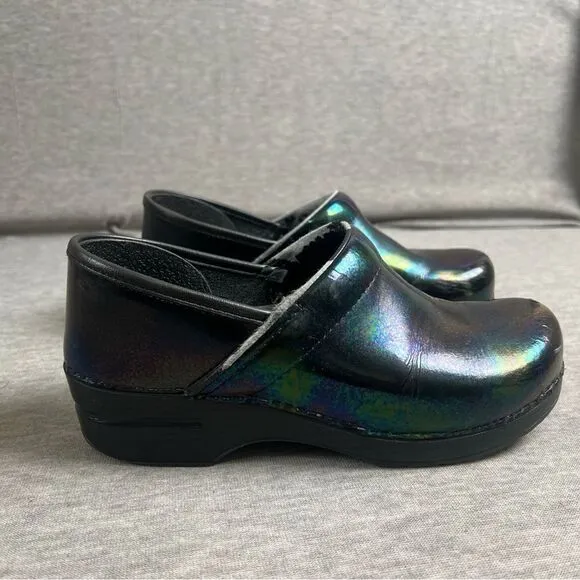 Dansko Black Iridescent Nursing Clogs Mules Size US 9 - 9.5 (40) Slip On Shoes
