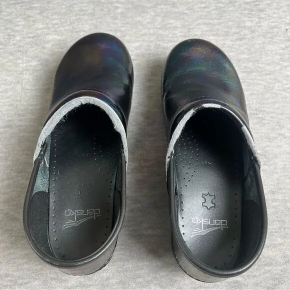 Dansko Black Iridescent Nursing Clogs Mules Size US 9 - 9.5 (40) Slip On Shoes