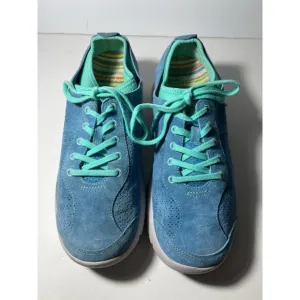 Dansko Blue Suede Sneakers with Teal Laces