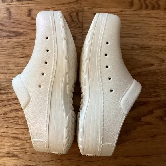Dansko Kane Lightweight Molded EVA Backless Clog Shoes Pearl Iridescent White 37
