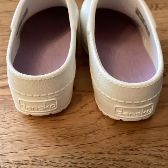 Dansko Kane Lightweight Molded EVA Backless Clog Shoes Pearl Iridescent White 37