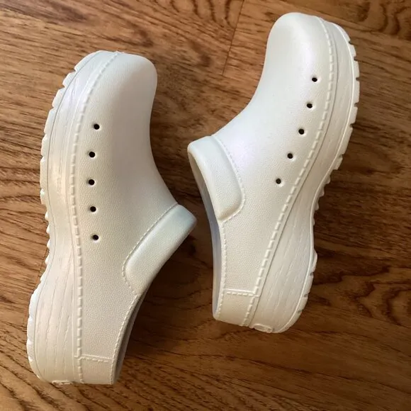 Dansko Kane Lightweight Molded EVA Backless Clog Shoes Pearl Iridescent White 37