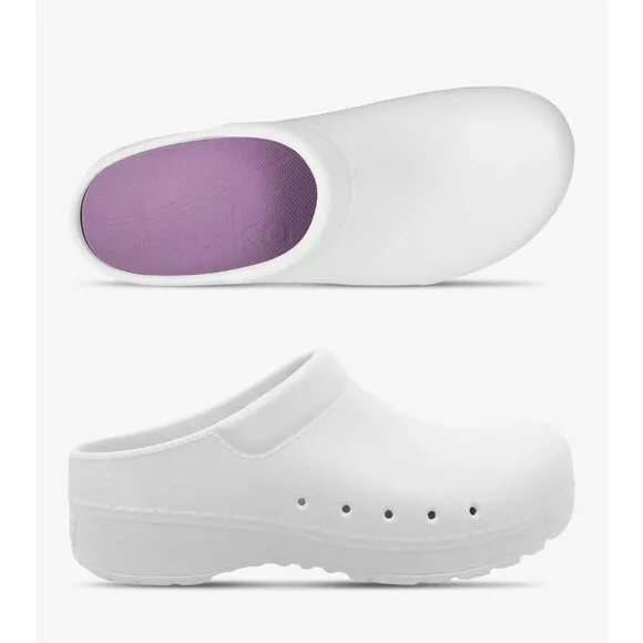 Dansko Kane Lightweight Molded EVA Backless Clog Shoes Pearl Iridescent White 37
