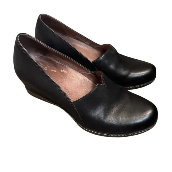 DANSKO LILIANA Black BurnishedNubuck Wedge Clog Professional Comfort Shoes US 8