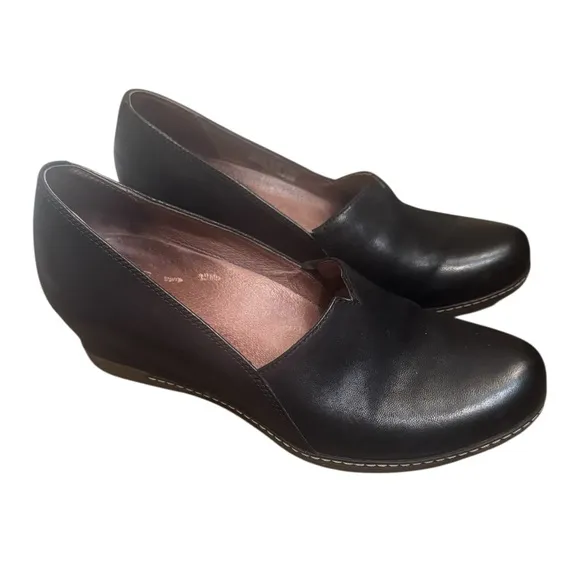 DANSKO LILIANA Black BurnishedNubuck Wedge Clog Professional Comfort Shoes US 8