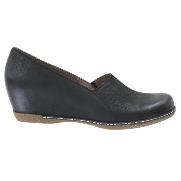 DANSKO LILIANA Black BurnishedNubuck Wedge Clog Professional Comfort Shoes US 8