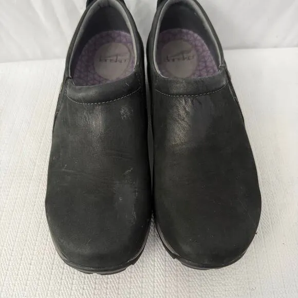 Dansko Patti Shoes Size 9 Slip On Vibram Nursing Black Leather Casual EU 39