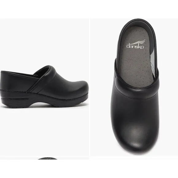 Dansko Professional Nursing Clogs Size 40 US Size 9.5-10 Black Leather NWOT