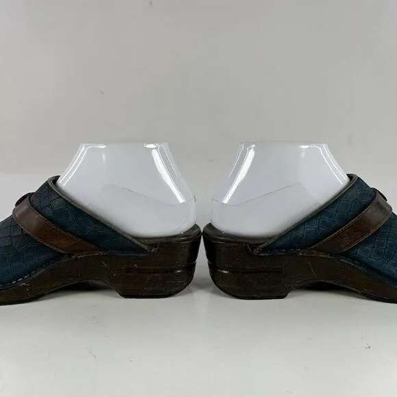 Dansko Shandi Women's Navy Leather Croc Slip On US 7 Mule Nursing Clogs Shoes