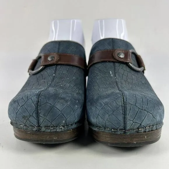 Dansko Shandi Women's Navy Leather Croc Slip On US 7 Mule Nursing Clogs Shoes