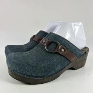 Dansko Shandi Women's Navy Leather Croc Slip On US 7 Mule Nursing Clogs Shoes