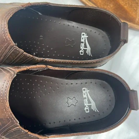 Dansko Shoes Wm 41 (US 10.5-11) Brown Leather Slip On Clog Professional Nursing