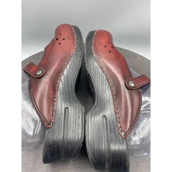 Dansko Shoes Womens 8.5 Merrie Nursing Mary Jane Mules EU 39 Red Slip On