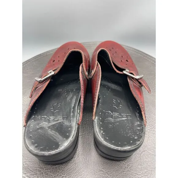 Dansko Shoes Womens 8.5 Merrie Nursing Mary Jane Mules EU 39 Red Slip On