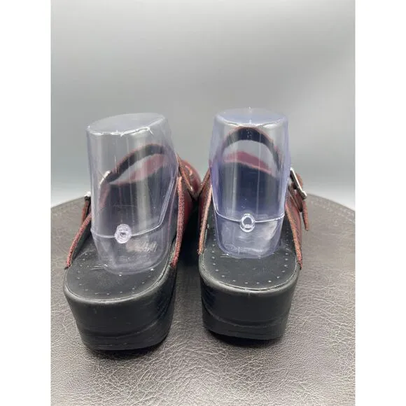 Dansko Shoes Womens 8.5 Merrie Nursing Mary Jane Mules EU 39 Red Slip On