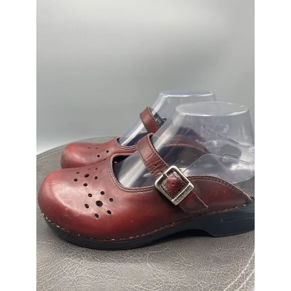 Dansko Shoes Womens 8.5 Merrie Nursing Mary Jane Mules EU 39 Red Slip On