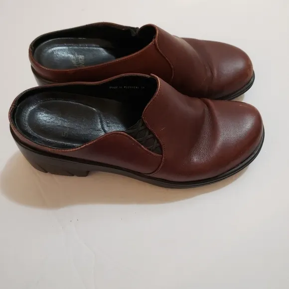 Dansko Solvei Brown Leather Clog Mules Size 39