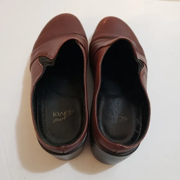 Dansko Solvei Brown Leather Clog Mules Size 39