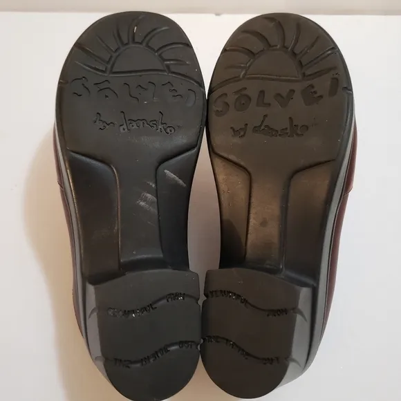 Dansko Solvei Brown Leather Clog Mules Size 39