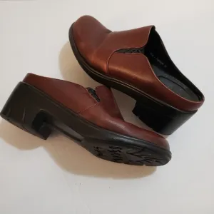 Dansko Solvei Brown Leather Clog Mules Size 39