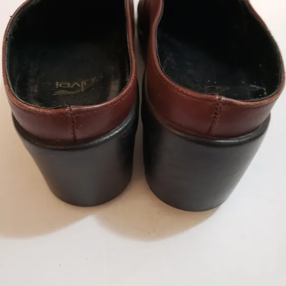 Dansko Solvei Brown Leather Clog Mules Size 39