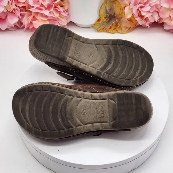 Dansko Women`s Brown Leather Slip-on Martina Mary Jane Nursing Clog