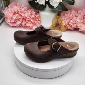 Dansko Women`s Brown Leather Slip-on Martina Mary Jane Nursing Clog