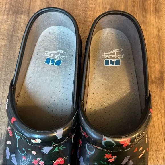 Dansko Women’s LT Pro Hero Nursing Print Leather Professional Clog Slip-On Sz 41