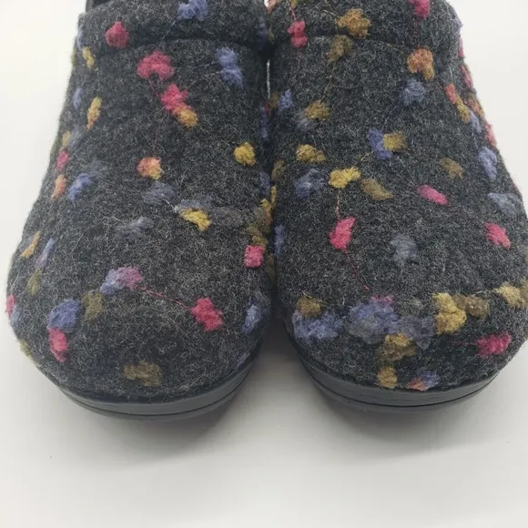 Dansko Women's Professional Felt EU 41 Charcoal multi color dots slip on shoes