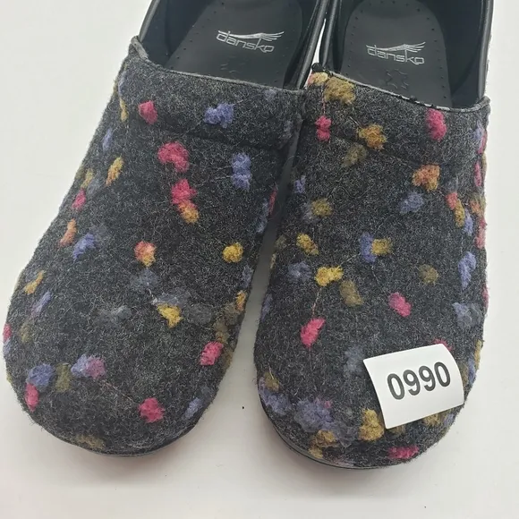Dansko Women's Professional Felt EU 41 Charcoal multi color dots slip on shoes