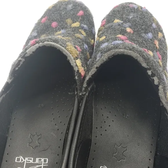 Dansko Women's Professional Felt EU 41 Charcoal multi color dots slip on shoes