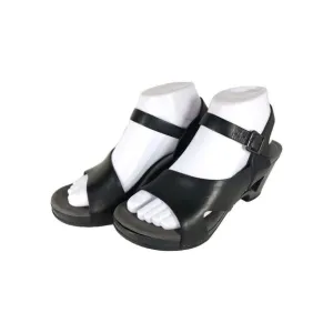Dansko Women's Tasha EU37 US6-6,5 Black Leather Wedge Clogs Sandals Shoes