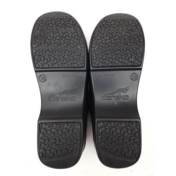 Dansko XP Black Tooled Embossed Floral Clog Nursing Shoes 38/US 7.5-8