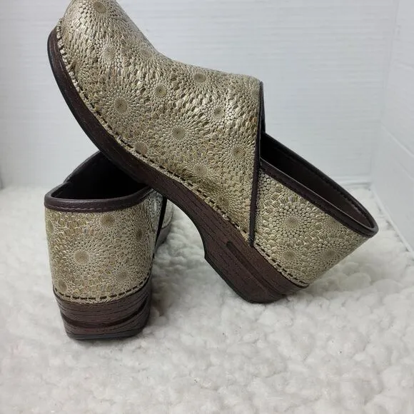 Dansko Gold Patterned Clogs