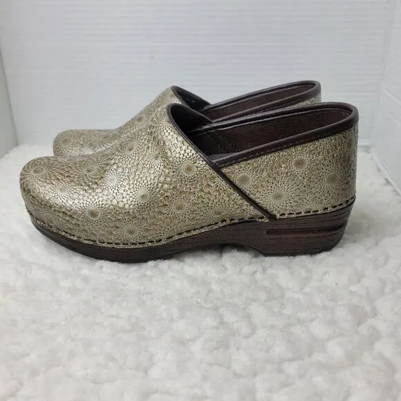 Dansko Gold Patterned Clogs