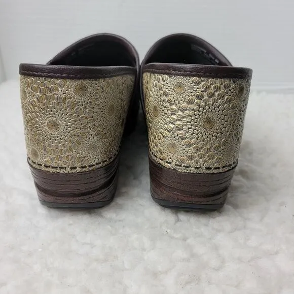 Dansko Gold Patterned Clogs