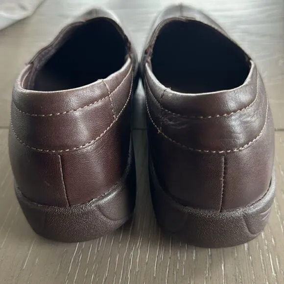 Dansko Women’s Abigail Brown Leather Slip On Clogs Nursing Comfort Shoes Size 38