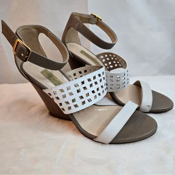 Dee Keller Women's Wedges Leather Chic Sandals Made in Italy Size EU 38.5 US 8.5